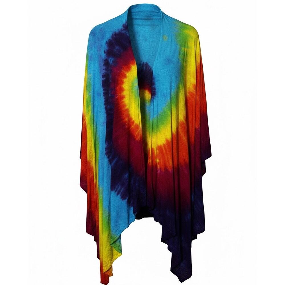 Dharma Trading Co Tie Dye Open Flowy Hippie Festival Duster Kimono 2X